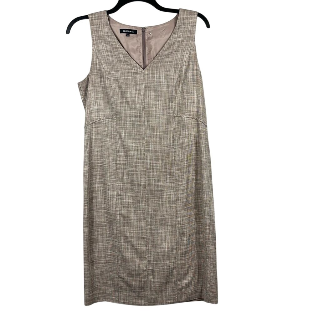 Lafayette 148 New York Sleeveless Sheath Dress Lined Tweed Brown Womens‎ Size 10